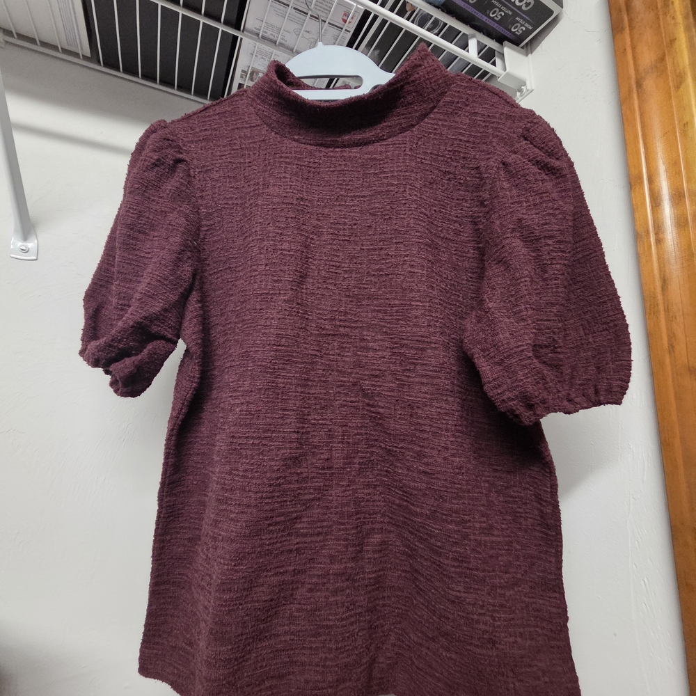 Ann Taylor Factory Burgundy Textured Blouse